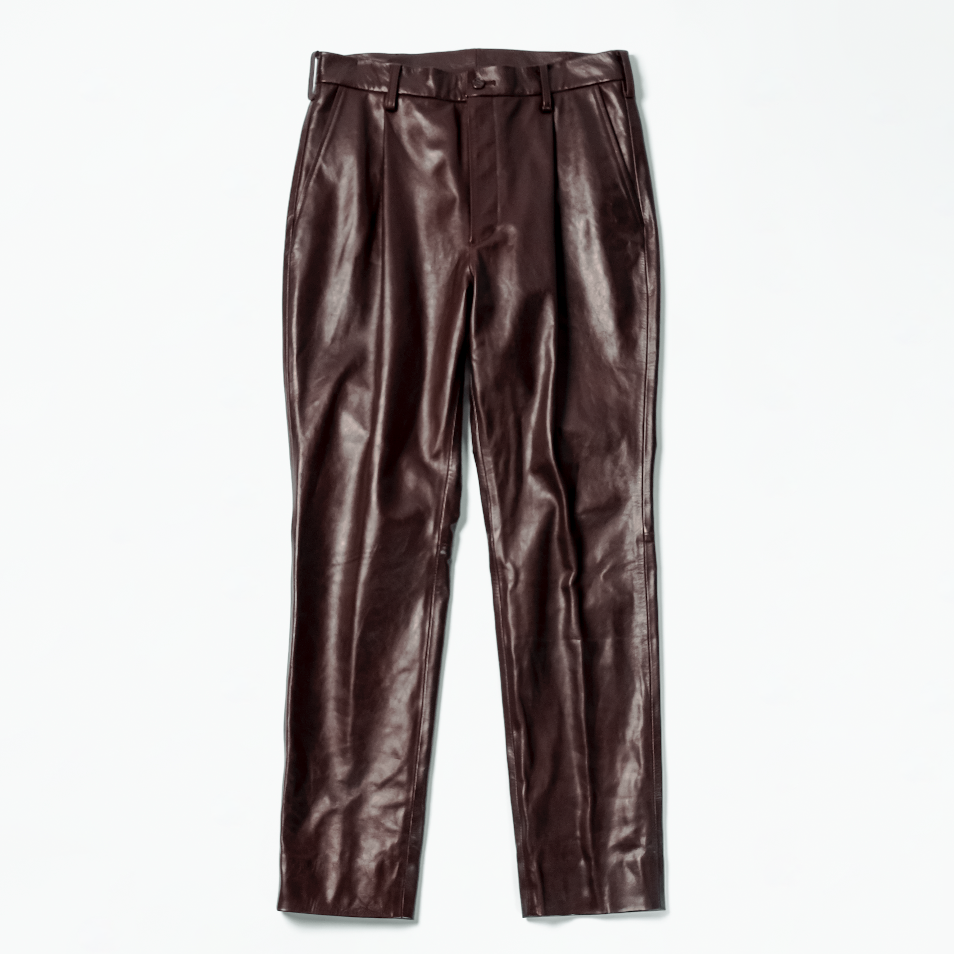 One Tuck Tapered Trousers Brown